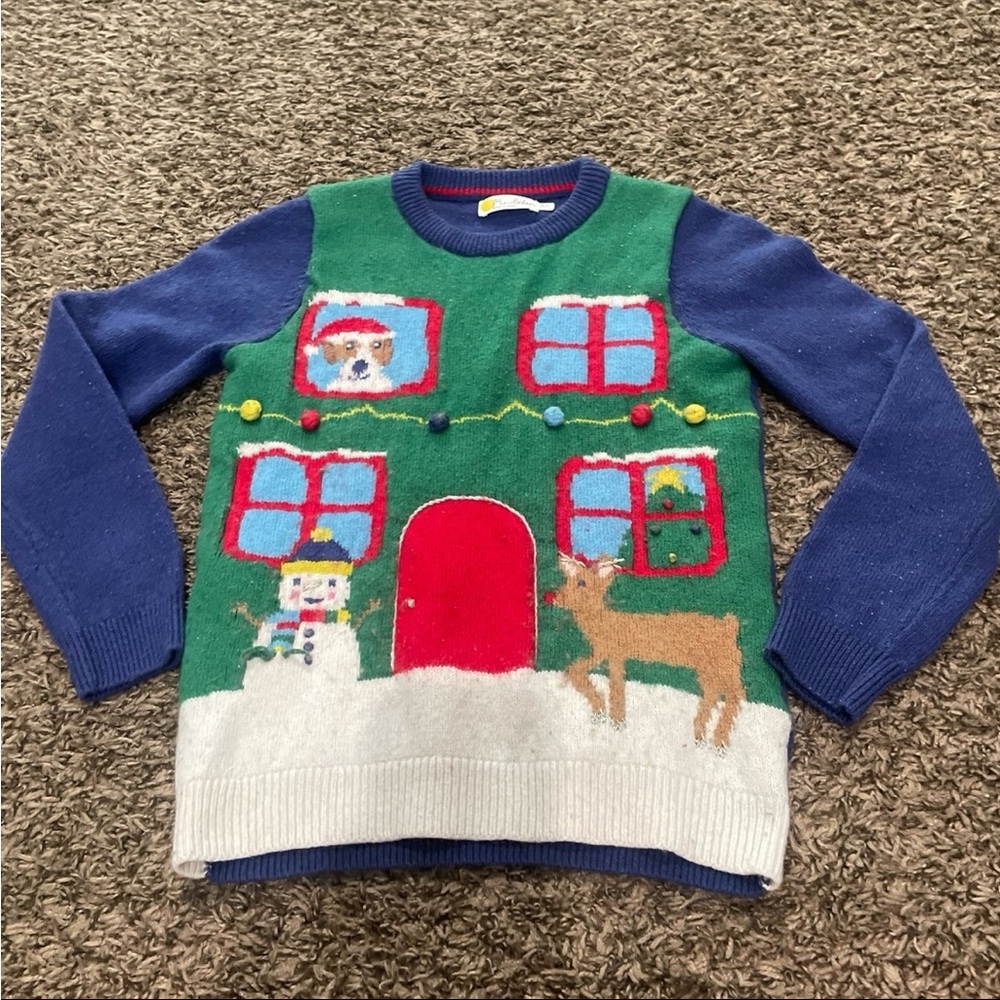 Mini Boden festive Christmas wool blend sweater kids size 8/9 years
